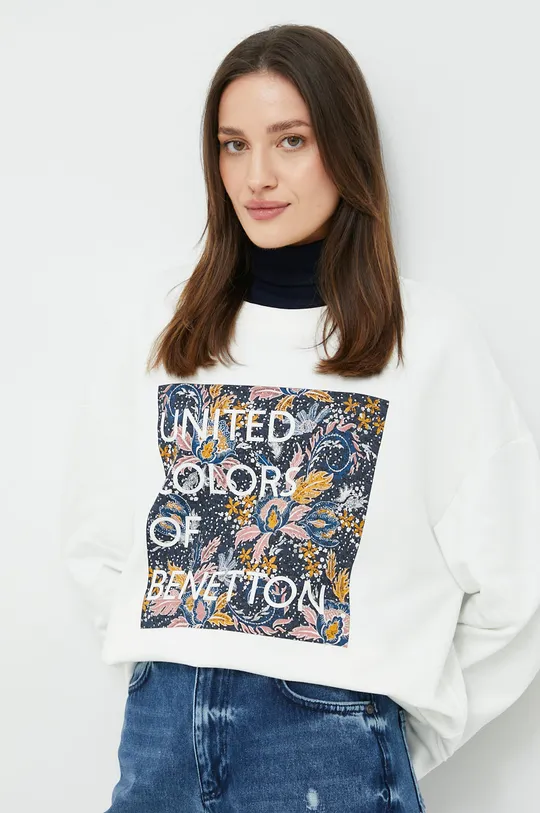 μπεζ Βαμβακερή μπλούζα United Colors of Benetton Γυναικεία