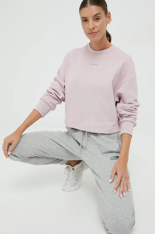 New Balance bluza bawełniana fioletowy