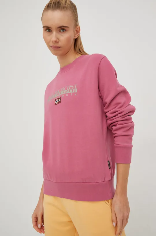 ροζ Βαμβακερή μπλούζα Napapijri