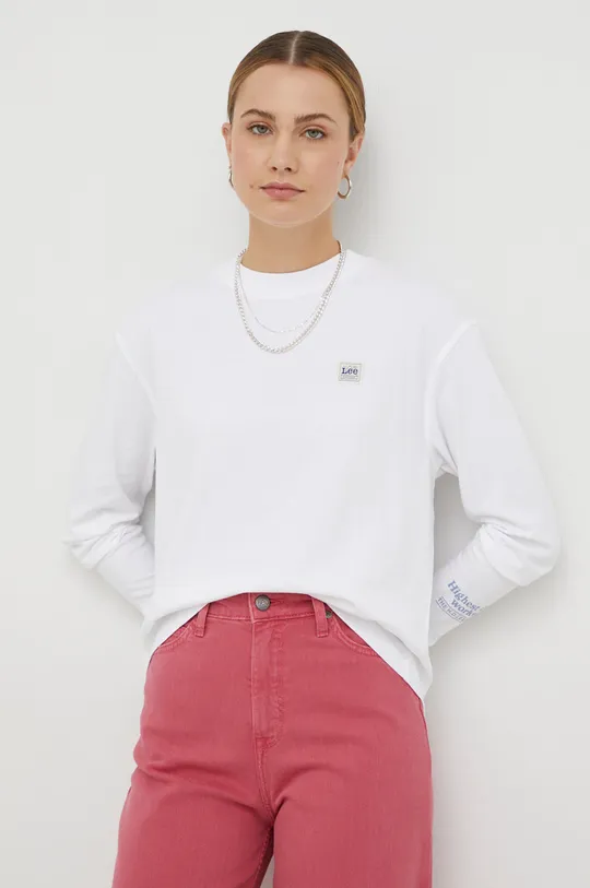 λευκό Βαμβακερή μπλούζα με μακριά μανίκια Lee Γυναικεία