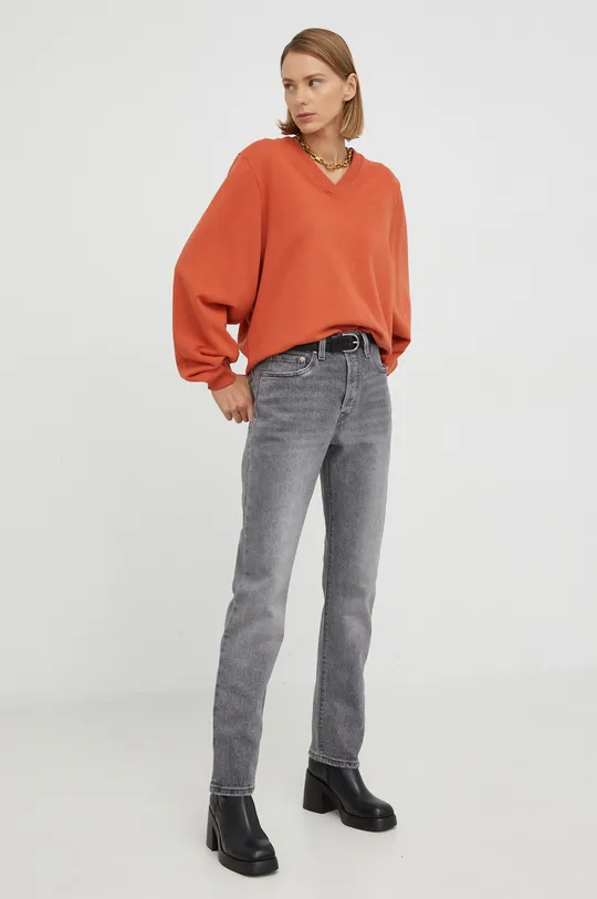 Βαμβακερή μπλούζα Wrangler πορτοκαλί