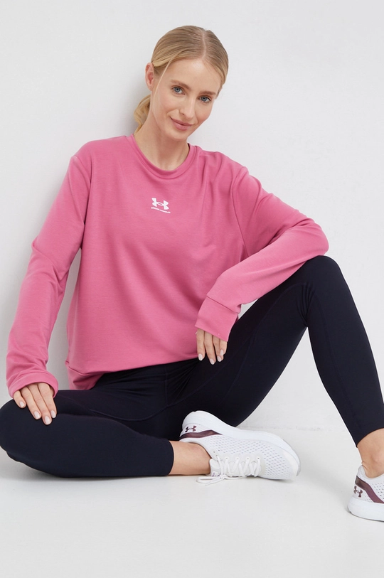 Pulover za vadbo Under Armour Rival roza