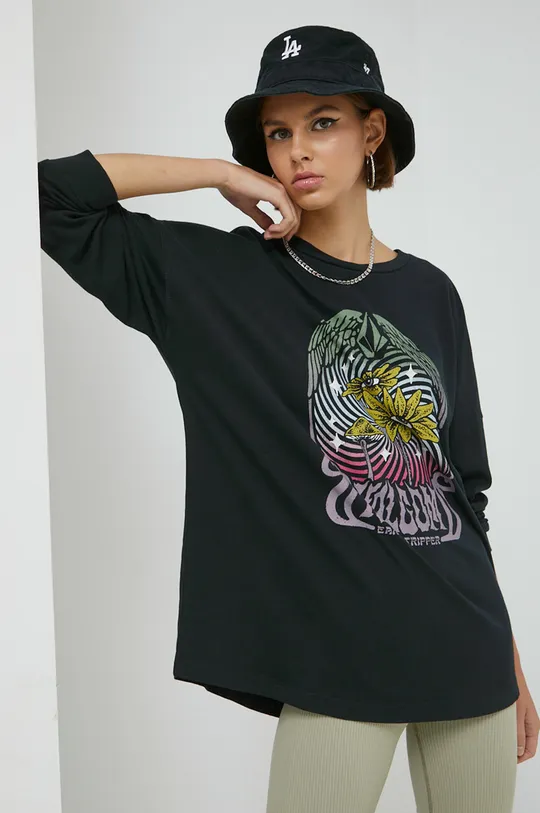 μαύρο Βαμβακερή μπλούζα με μακριά μανίκια Volcom Γυναικεία