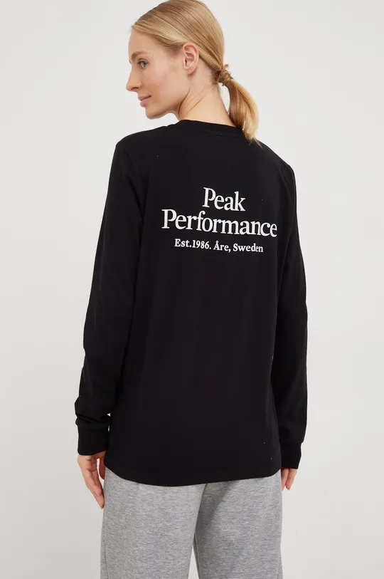 μαύρο Βαμβακερή μπλούζα με μακριά μανίκια Peak Performance