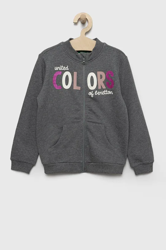серый Детская хлопковая кофта United Colors of Benetton Для девочек