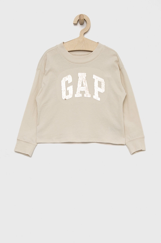 beżowy GAP longsleeve bawełniany dziecięcy Dziewczęcy