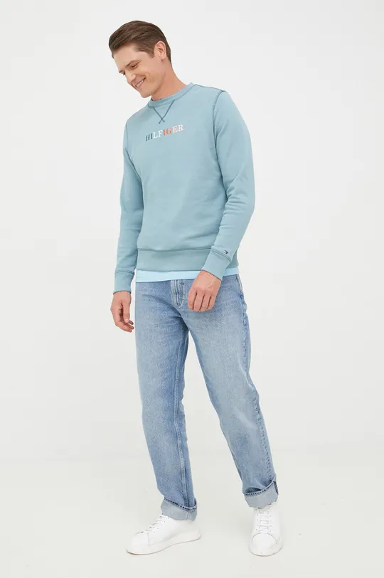 Βαμβακερή μπλούζα Tommy Hilfiger μπλε