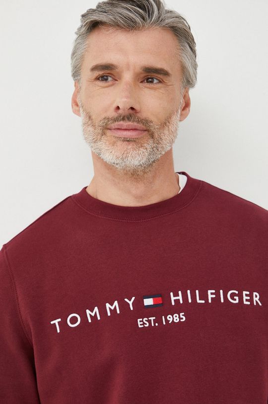 mahoniowy Tommy Hilfiger bluza Męski
