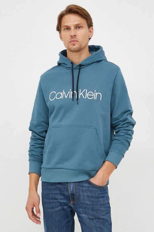 μπλε Βαμβακερή μπλούζα Calvin Klein Ανδρικά