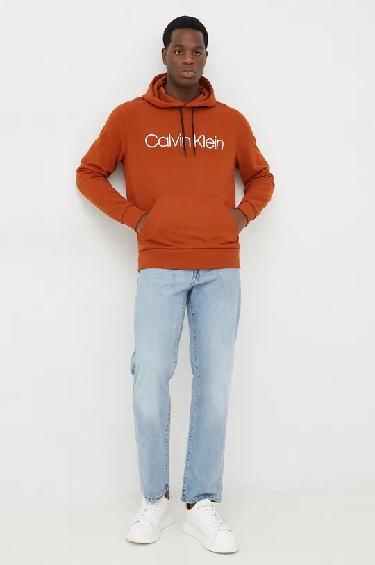 Calvin Klein bluza bawełniana brązowy