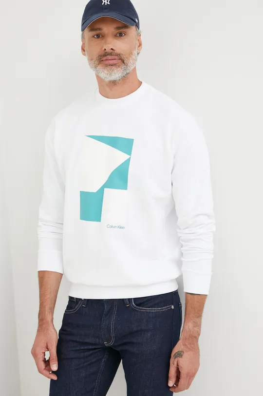 biały Calvin Klein bluza bawełniana Męski