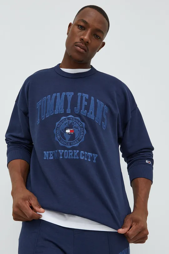 σκούρο μπλε Βαμβακερή μπλούζα Tommy Jeans Ανδρικά
