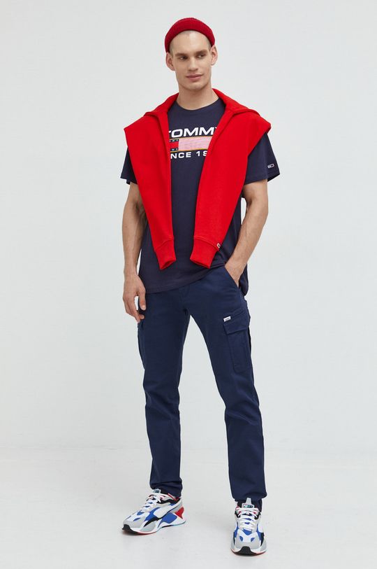 Tommy Jeans bluza bawełniana czerwony