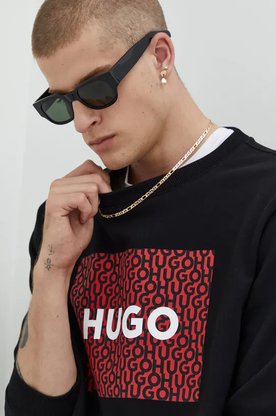 μαύρο Βαμβακερή μπλούζα HUGO Ανδρικά