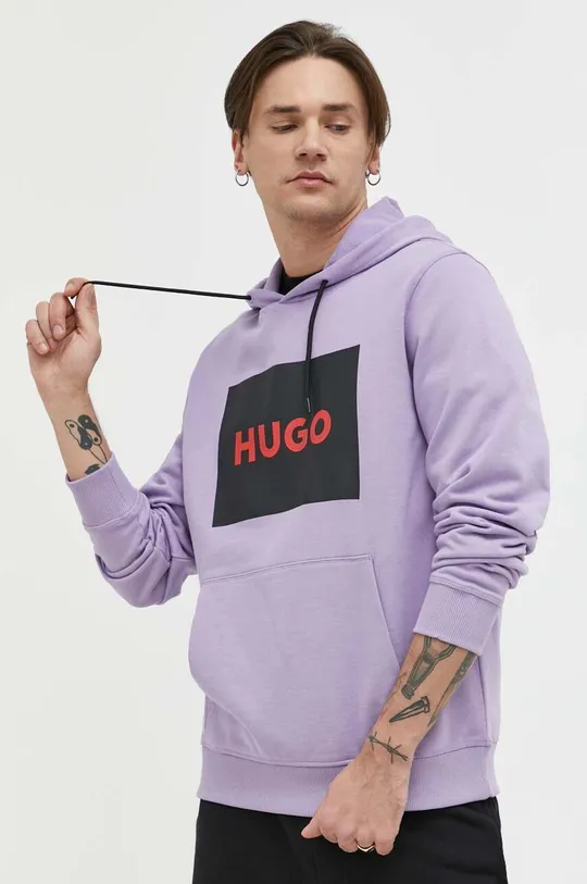 fioletowy HUGO bluza bawełniana Męski