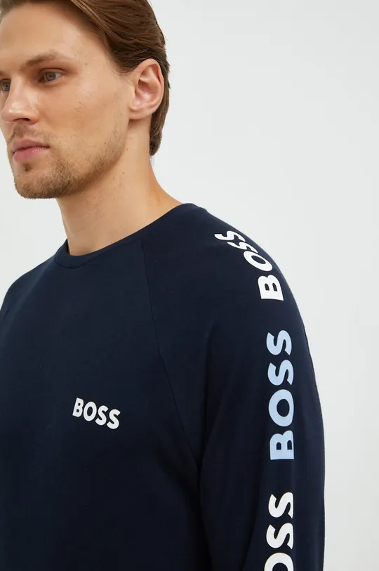 σκούρο μπλε Βαμβακερή μπλούζα BOSS