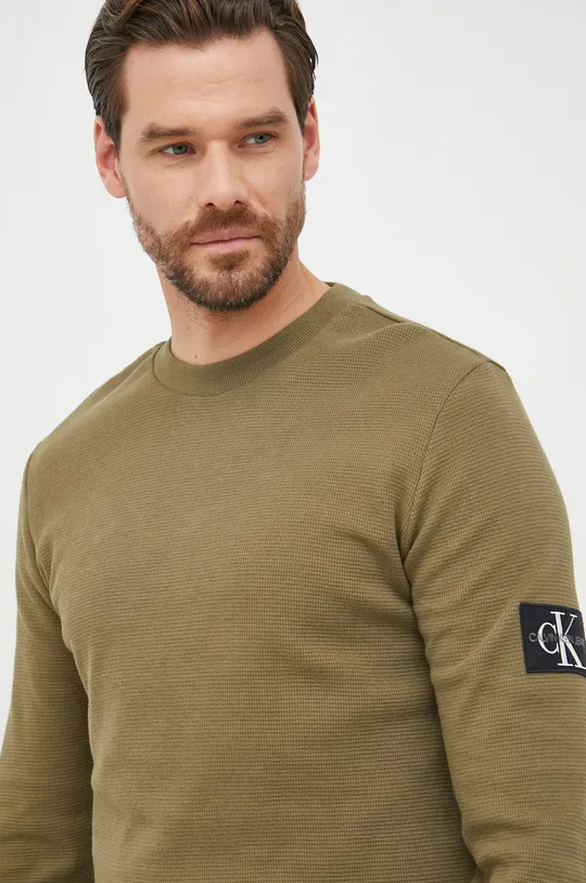 zelena Bombažen pulover Calvin Klein Jeans Moški