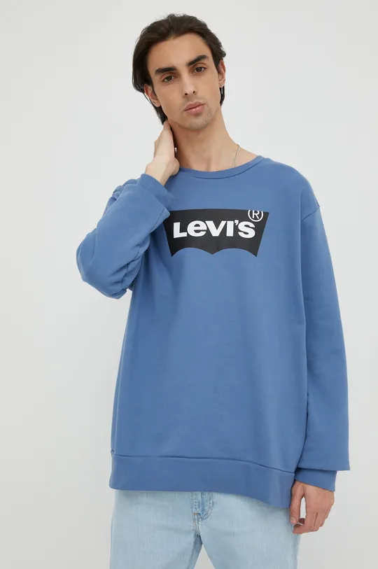 μπλε Βαμβακερή μπλούζα Levi's Ανδρικά