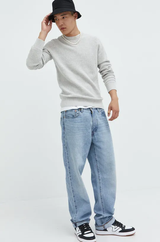 Pamučni pulover Superdry siva