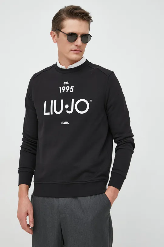 črna Bombažen pulover Liu Jo Moški