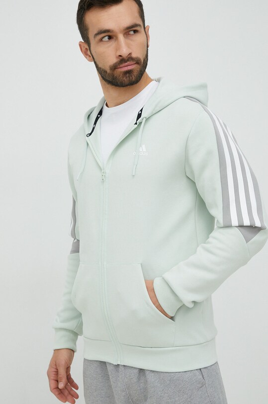 Кофта adidas Performance мужская цвет зелёный с капюшоном с принтом ...