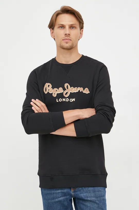 Βαμβακερή μπλούζα Pepe Jeans μαύρο