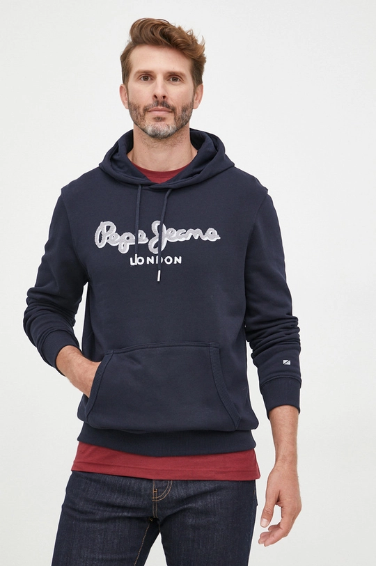 tmavomodrá Bavlnená mikina Pepe Jeans Pánsky