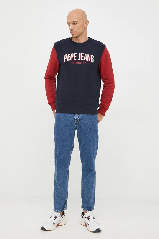 Bombažen pulover Pepe Jeans mornarsko modra