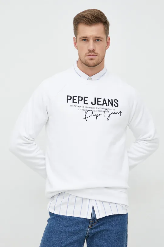 λευκό Βαμβακερή μπλούζα Pepe Jeans Penn Ανδρικά