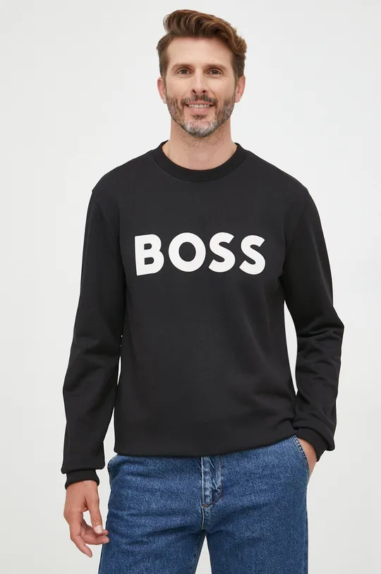 μαύρο Βαμβακερή μπλούζα BOSS Ανδρικά
