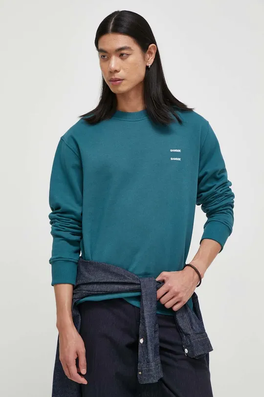 turquoise Samsoe Samsoe cotton sweatshirt