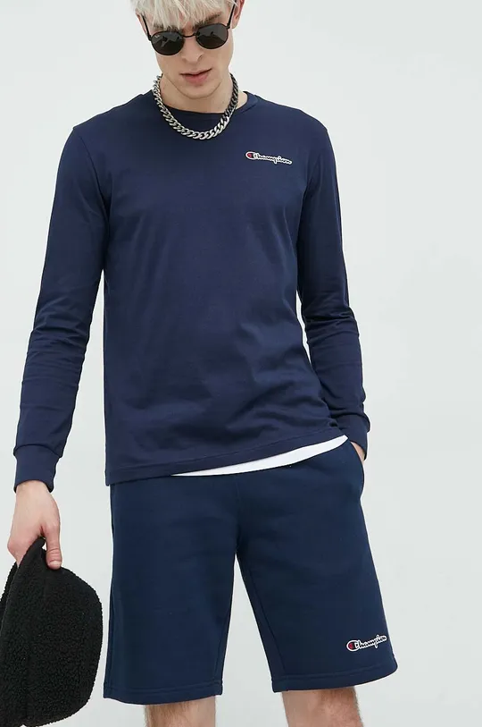 námořnická modř Bavlněné tričko s dlouhým rukávem Champion Pánský
