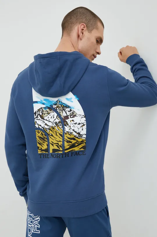 μπλε Βαμβακερή μπλούζα The North Face Ανδρικά