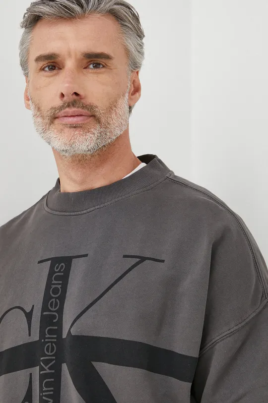 siva Bombažna mikica Calvin Klein Jeans Moški