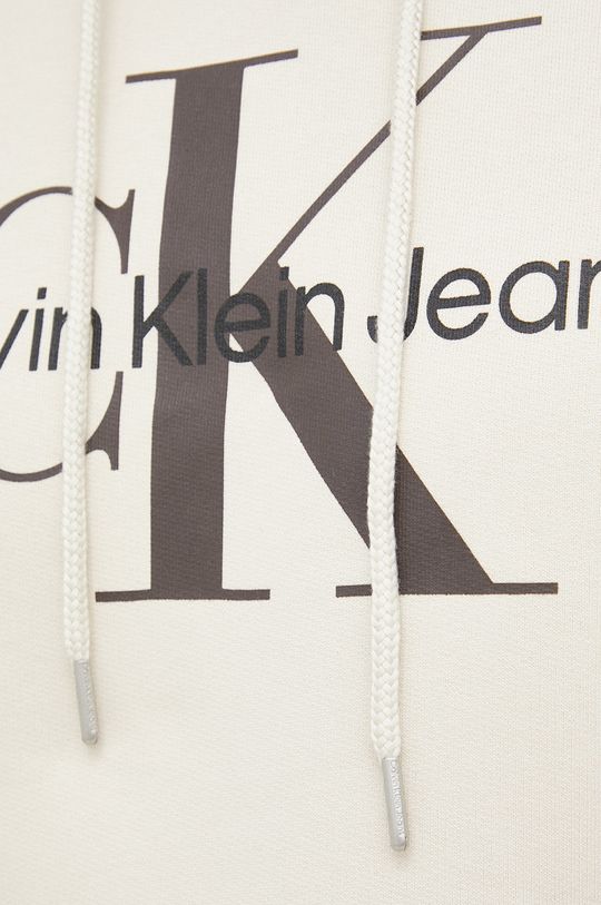 smetanová Bavlněná mikina Calvin Klein Jeans