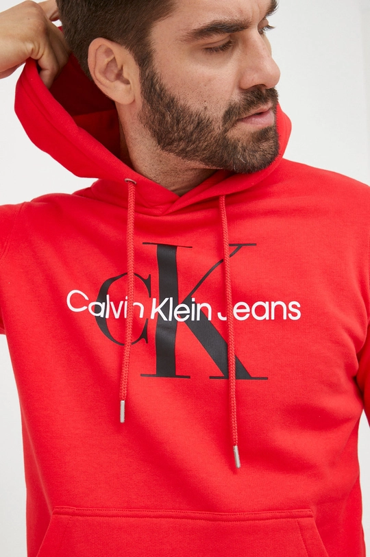 κόκκινο Βαμβακερή μπλούζα Calvin Klein Jeans Ανδρικά