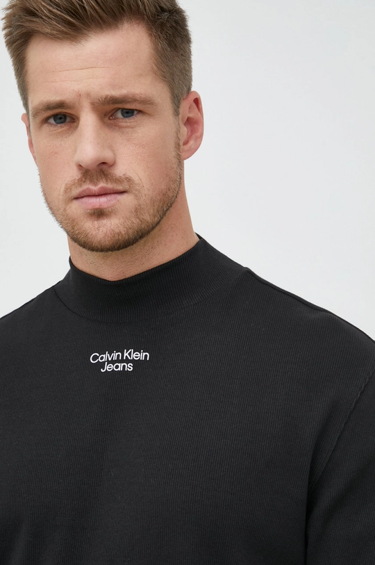 čierna Tričko s dlhým rukávom Calvin Klein Jeans Pánsky