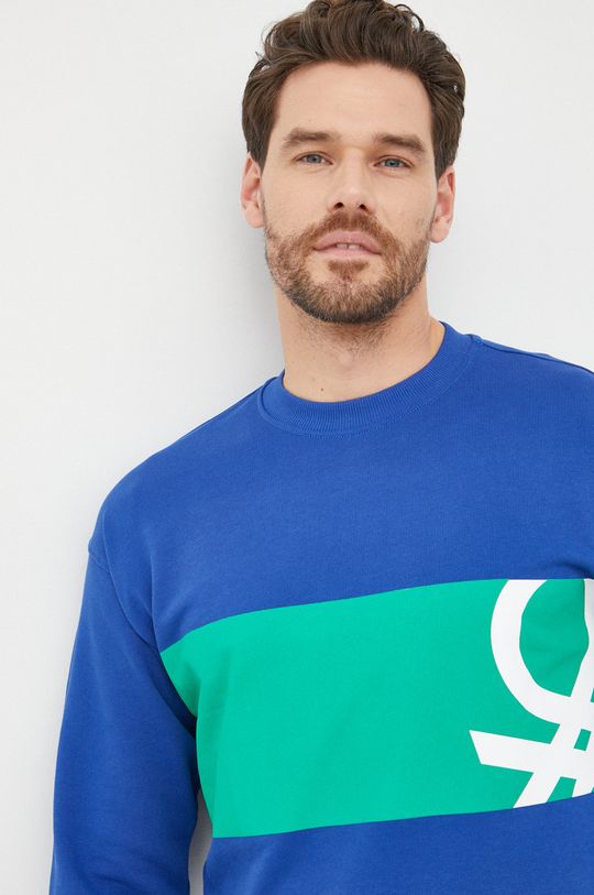 niebieski United Colors of Benetton bluza bawełniana Męski