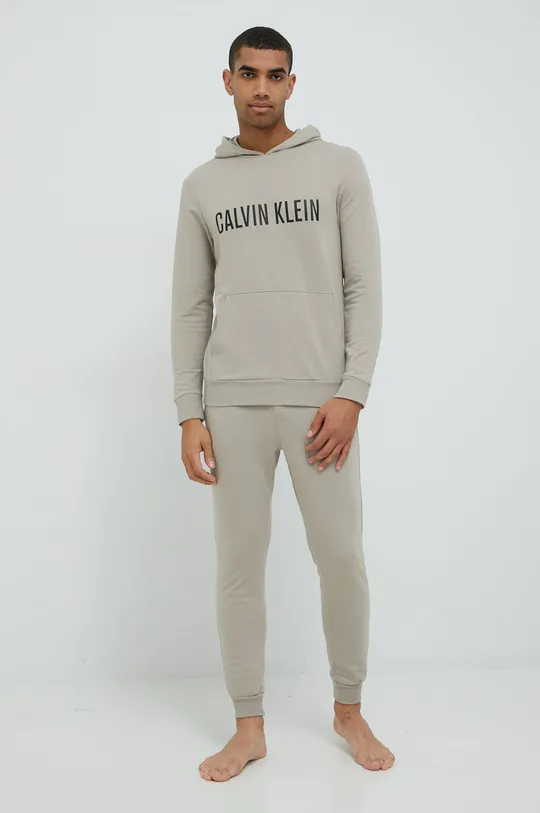 Pidžama - dukserica s kapuljačom Calvin Klein Underwear bež