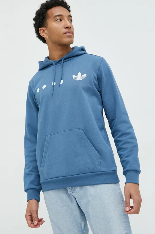 modra Bombažen pulover adidas Originals