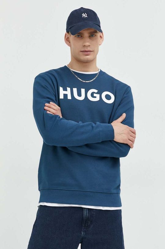 stalowy niebieski HUGO bluza bawełniana Męski