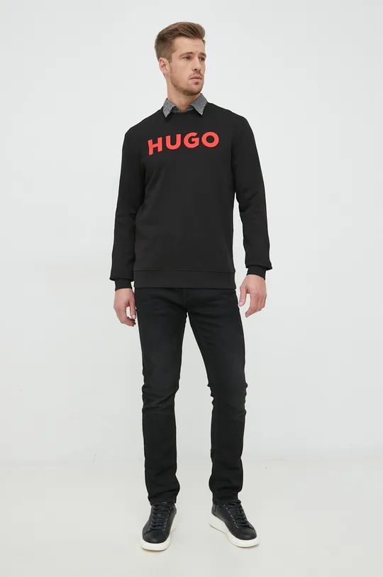 HUGO bluza bawełniana czarny