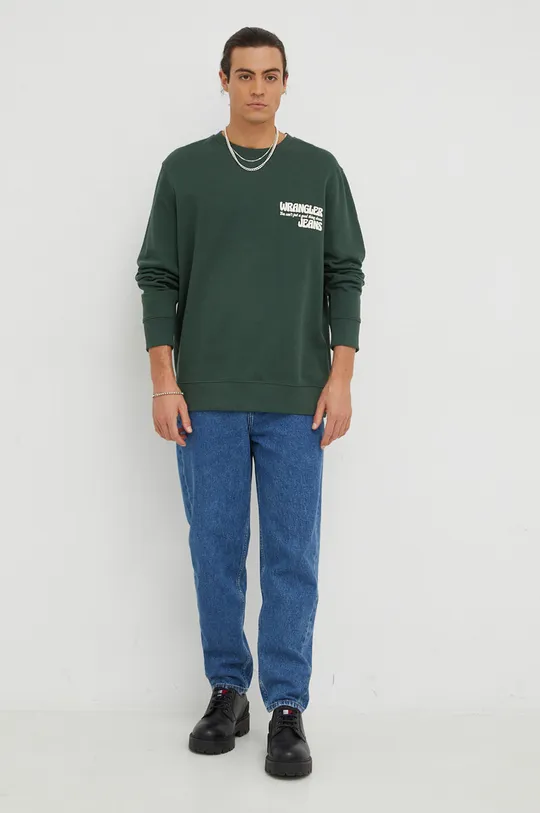 Βαμβακερή μπλούζα Wrangler πράσινο