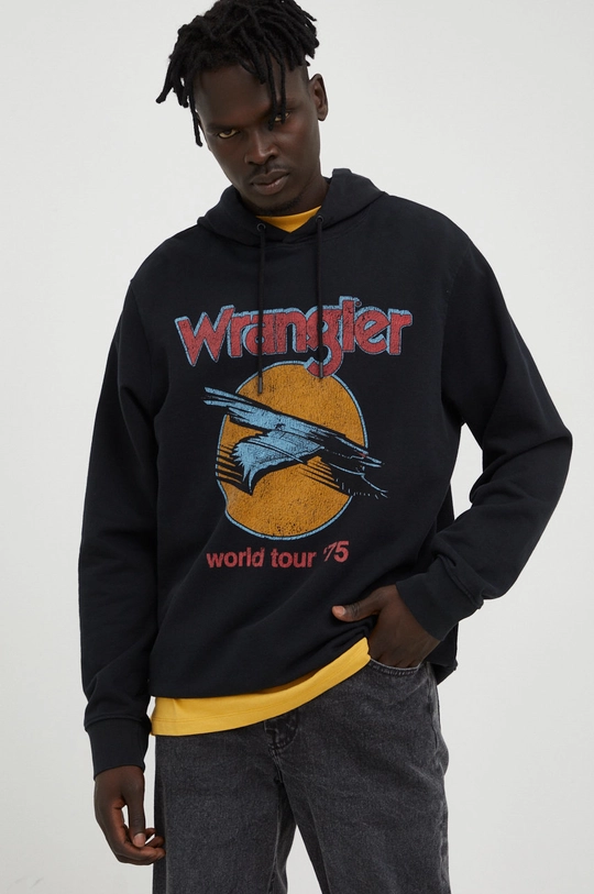 μαύρο Βαμβακερή μπλούζα Wrangler