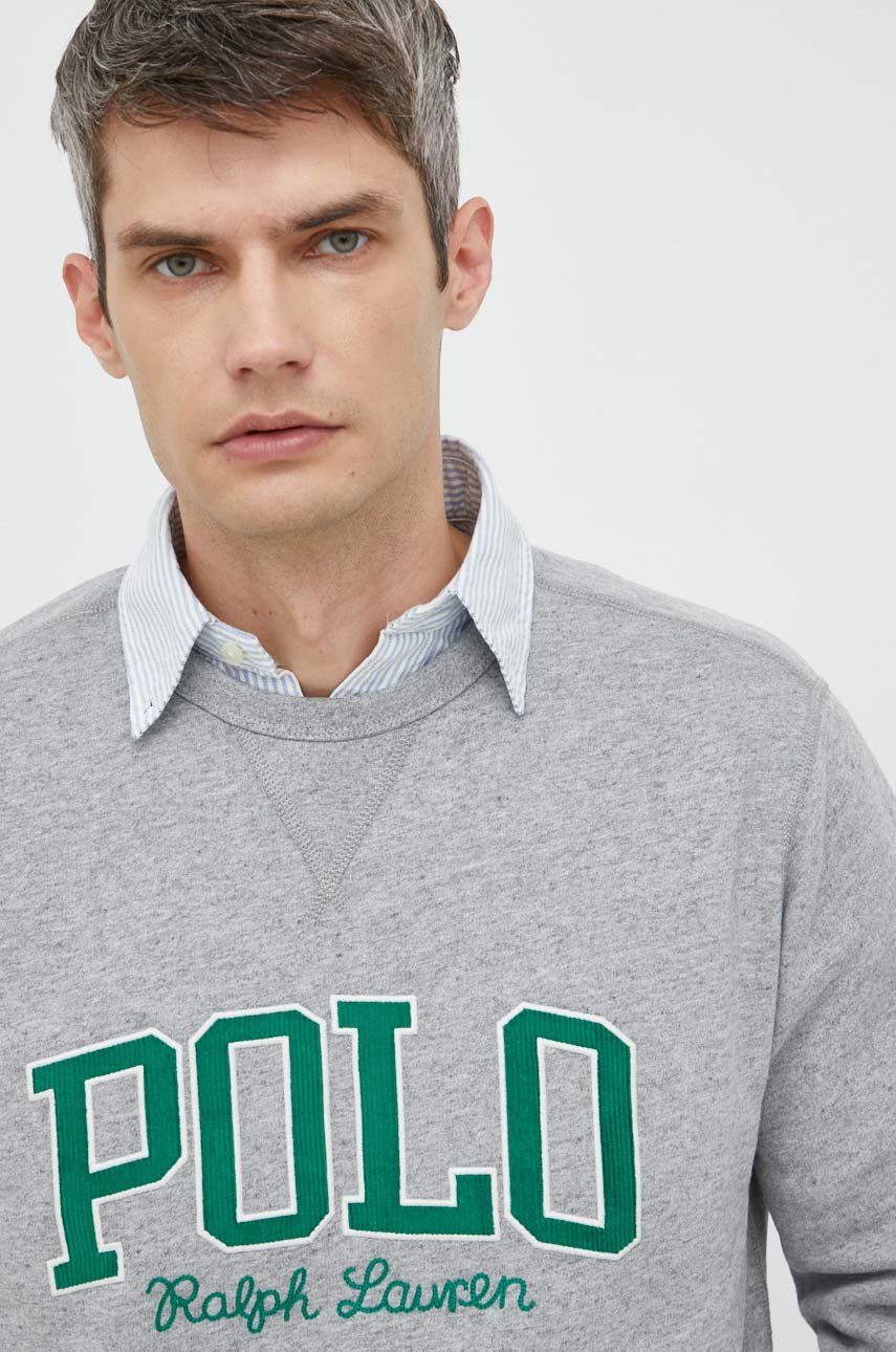 Кофта Polo Ralph Lauren чоловіча колір сірий з аплікацією | ANSWEAR.ua
