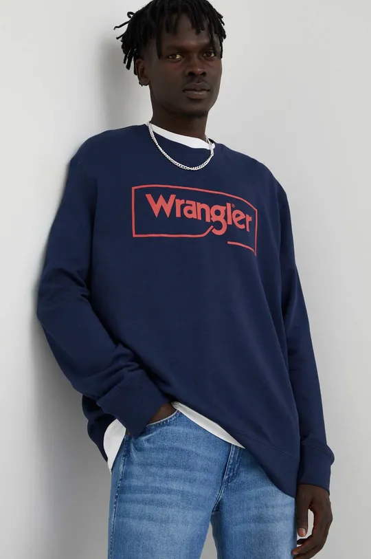 σκούρο μπλε Βαμβακερή μπλούζα Wrangler Ανδρικά