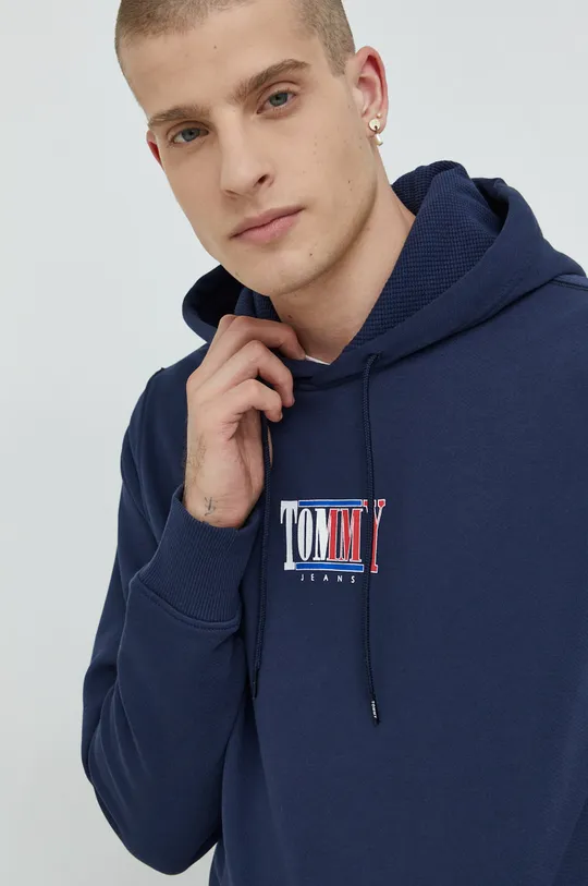 tmavomodrá Bavlnená mikina Tommy Jeans