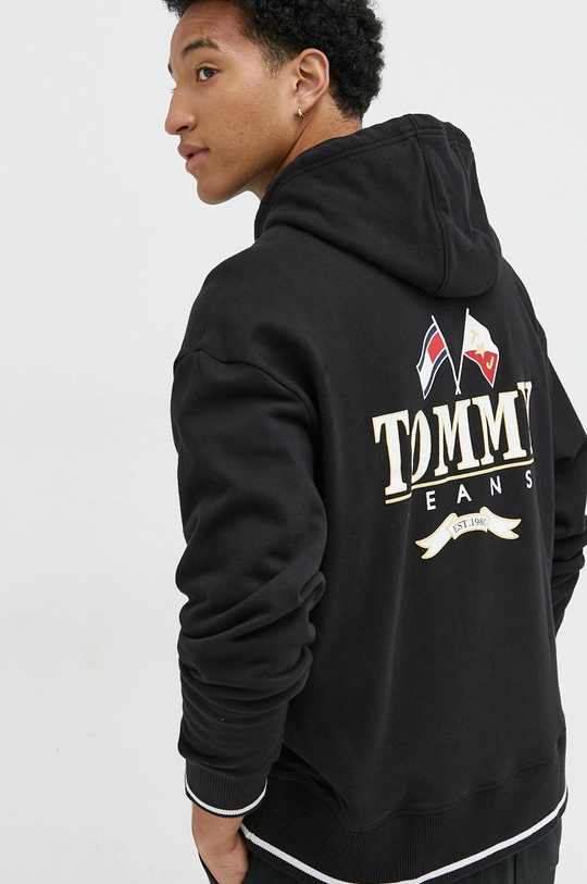 μαύρο Βαμβακερή μπλούζα Tommy Jeans Ανδρικά