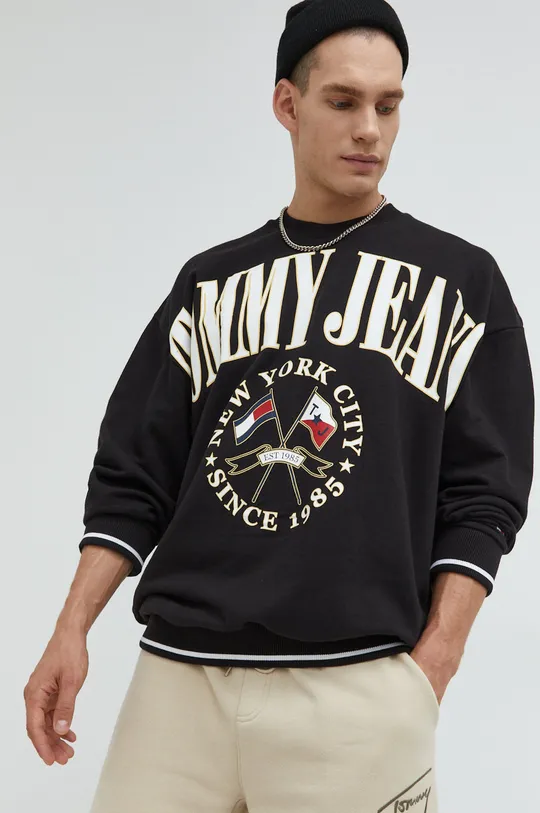 czarny Tommy Jeans bluza bawełniana Męski