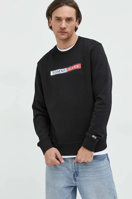 črna Bombažen pulover Tommy Jeans Moški